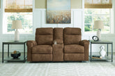 Fine Furniture & Decor - Ashley Furniture - Edenwold Living Room - DBL Rec Loveseat w/Console / Brindle - 1380594