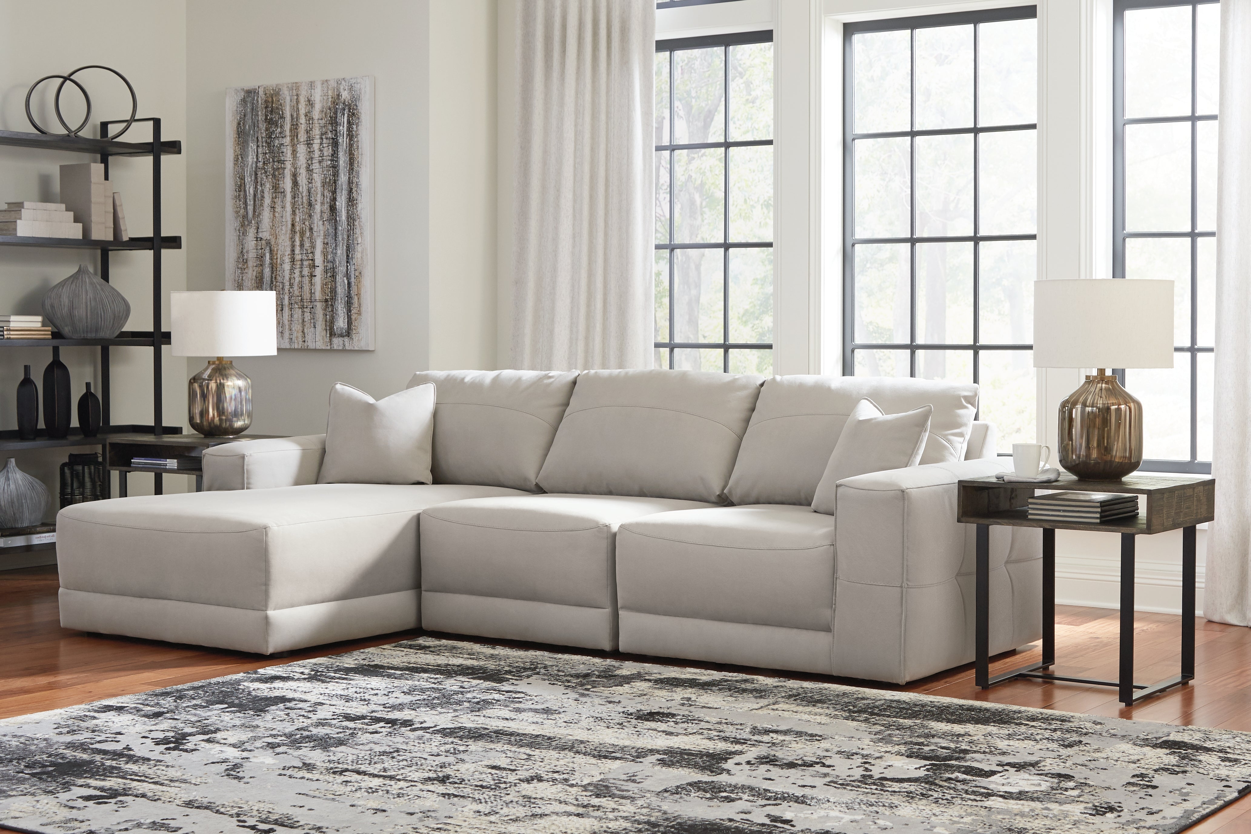 Fine Furniture & Decor - Ashley Furniture - Next-Gen Gaucho Sectional - RAF 3-Piece Sectional Sofa with Chaise / Gray - 18304S1