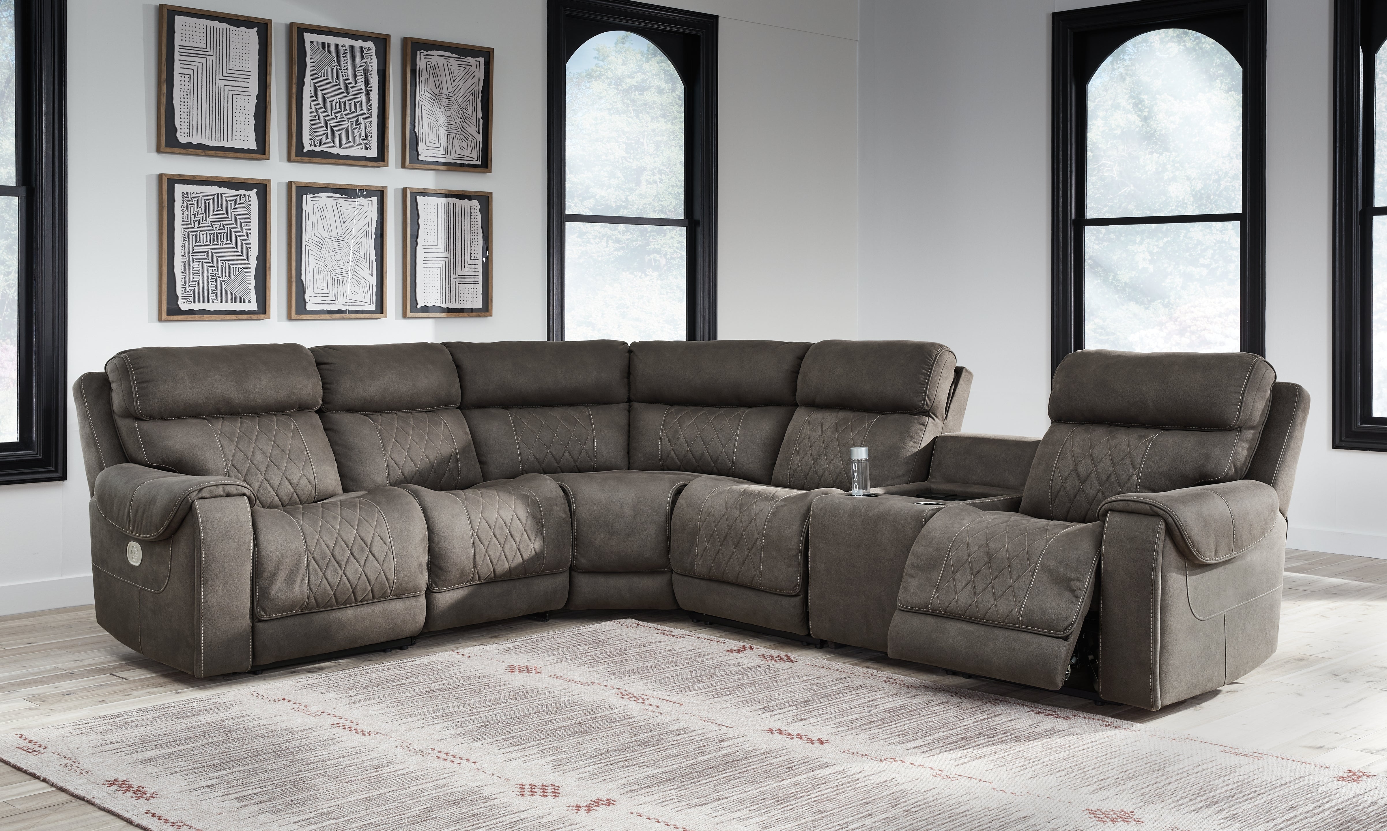 Fine Furniture & Decor - Ashley Furniture - Hoopster Sectional - 6-Piece Power Reclining Sectional / Gunmetal - 23703S5