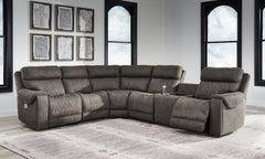 Fine Furniture & Decor - Ashley Furniture - Hoopster Sectional - 6-Piece Power Reclining Sectional / Gunmetal - 23703S5