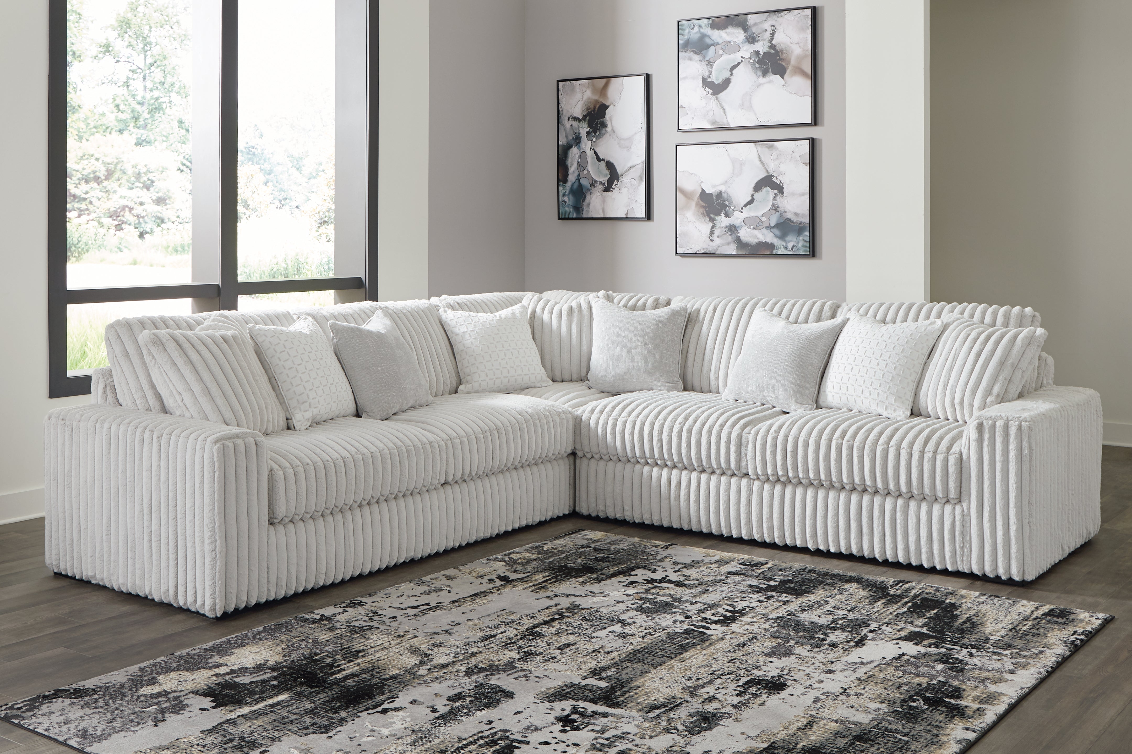 Fine Furniture & Decor - Ashley Furniture - Stupendous Sectional - RAF 3-Piece Sectional with Double Chaise / Alloy - 25903S4