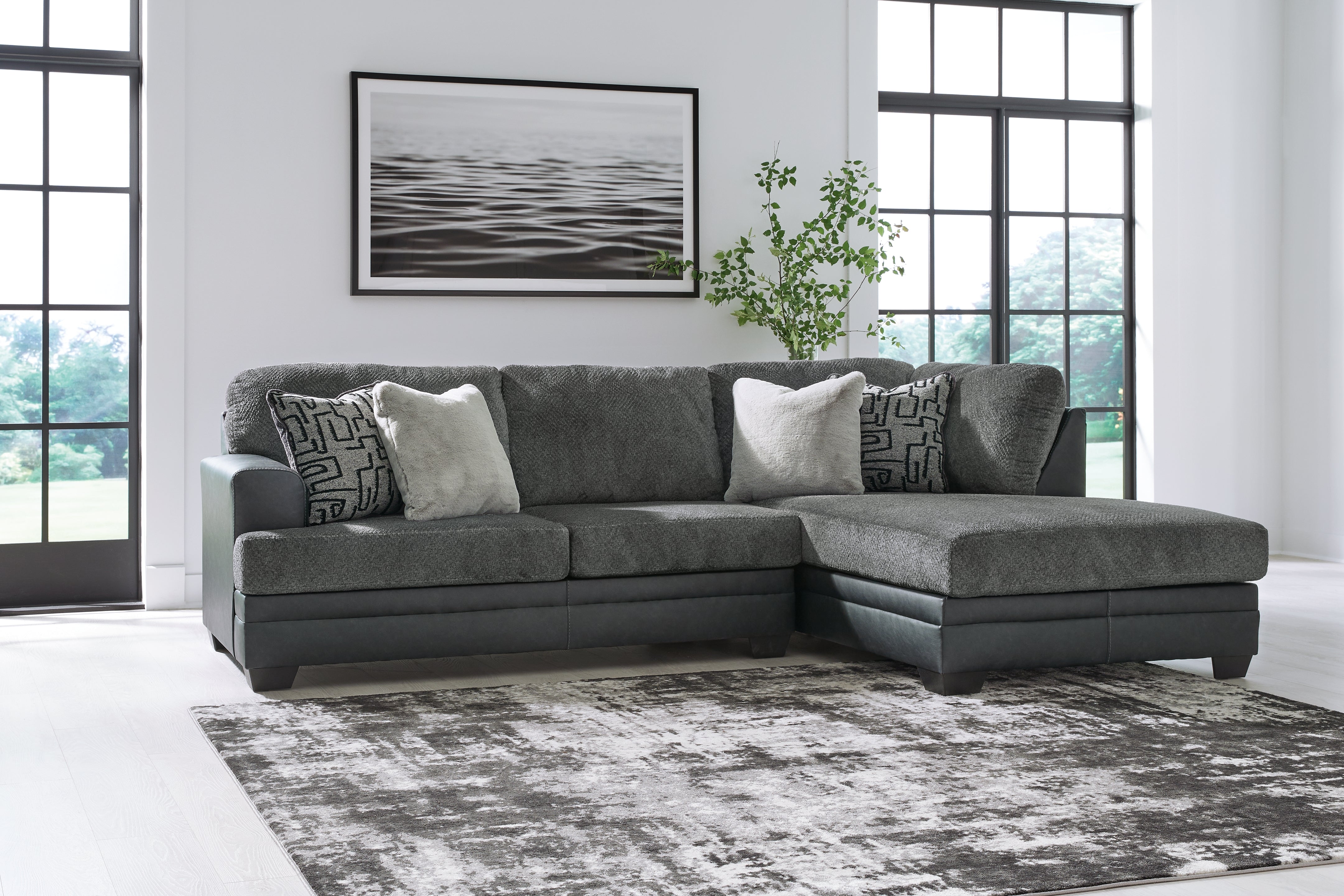 Fine Furniture & Decor - Ashley Furniture - Brixley Pier Sectional - LAF 2-Piece Sectional with Chaise / Graphite - 29906S2