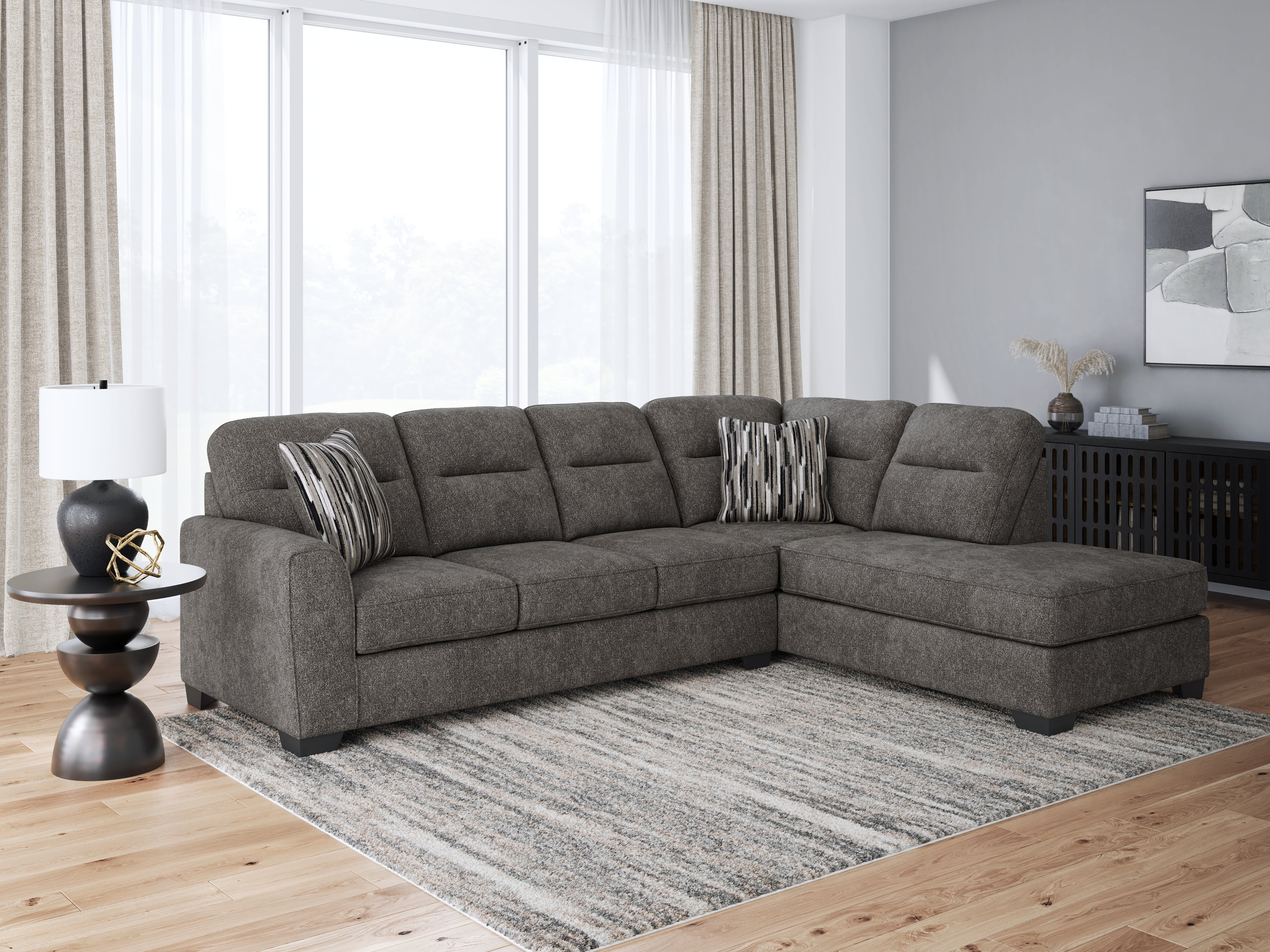 Fine Furniture & Decor - Ashley Furniture - Olten Sectional - RAF 2-Piece Sectional with Chaise / Graphite - 31305S1
