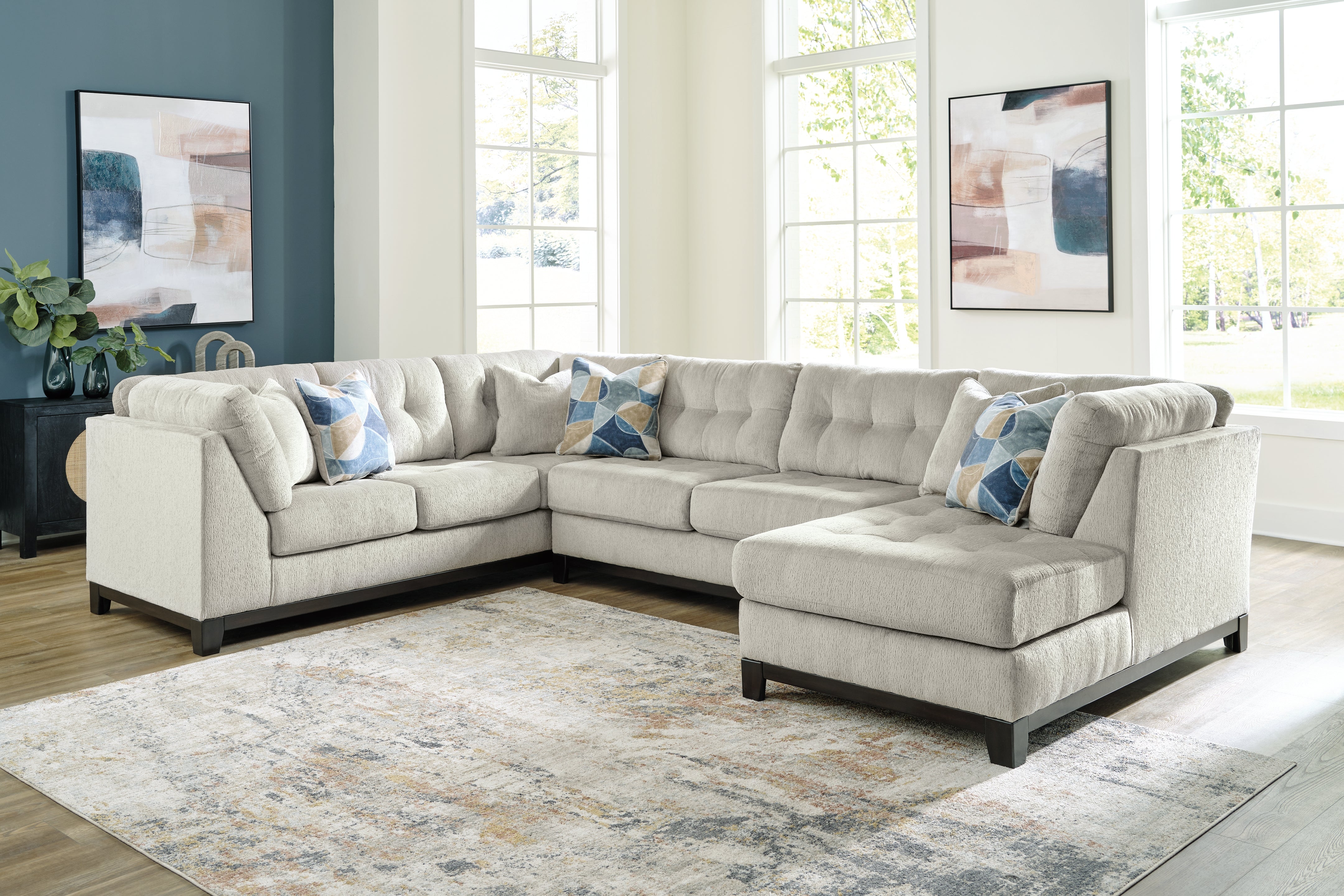 Fine Furniture & Decor - Ashley Furniture - Maxon Place Sectional - 3-Piece Sectional with Chaise / Navy - 33003S2
