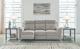 Fine Furniture & Decor - Ashley Furniture - Barnsana Living Room - DBL REC PWR Loveseat w/Console / Gravel - 3320296