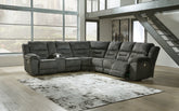 Fine Furniture & Decor - Ashley Furniture - Nettington Sectional - 3-Piece Power Reclining Sectional / Smoke - 44101S1