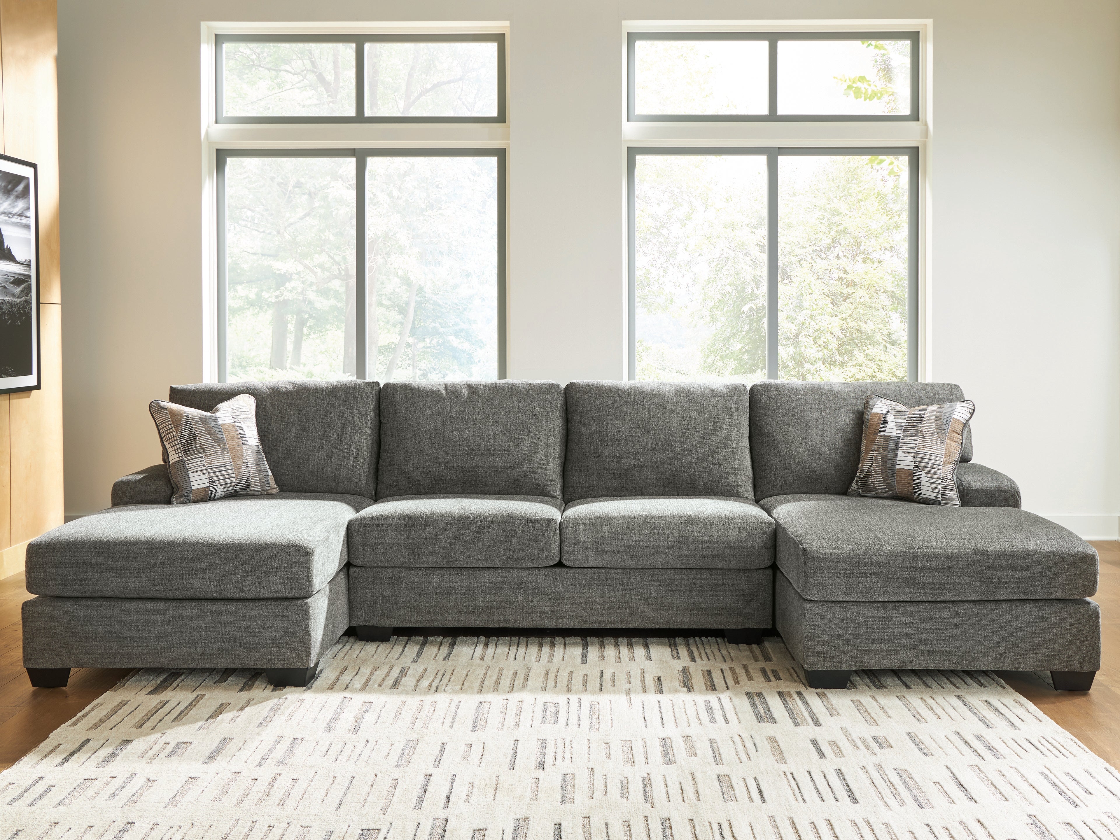 Fine Furniture & Decor - Ashley Furniture - Revenna Sectional - RAF 3-Piece Sectional with Double Chaise / Greystone - PC48405S3
