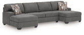 Fine Furniture & Decor - Ashley Furniture - Newellen Sectional - LAF 3-Piece Sectional with Chaise / Greystone - 48405S2