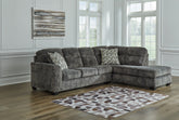 Fine Furniture & Decor - Ashley Furniture - Lonoke Sectional - RAF 2-Piece Sectional with Chaise / Gunmetal - 50504S1
