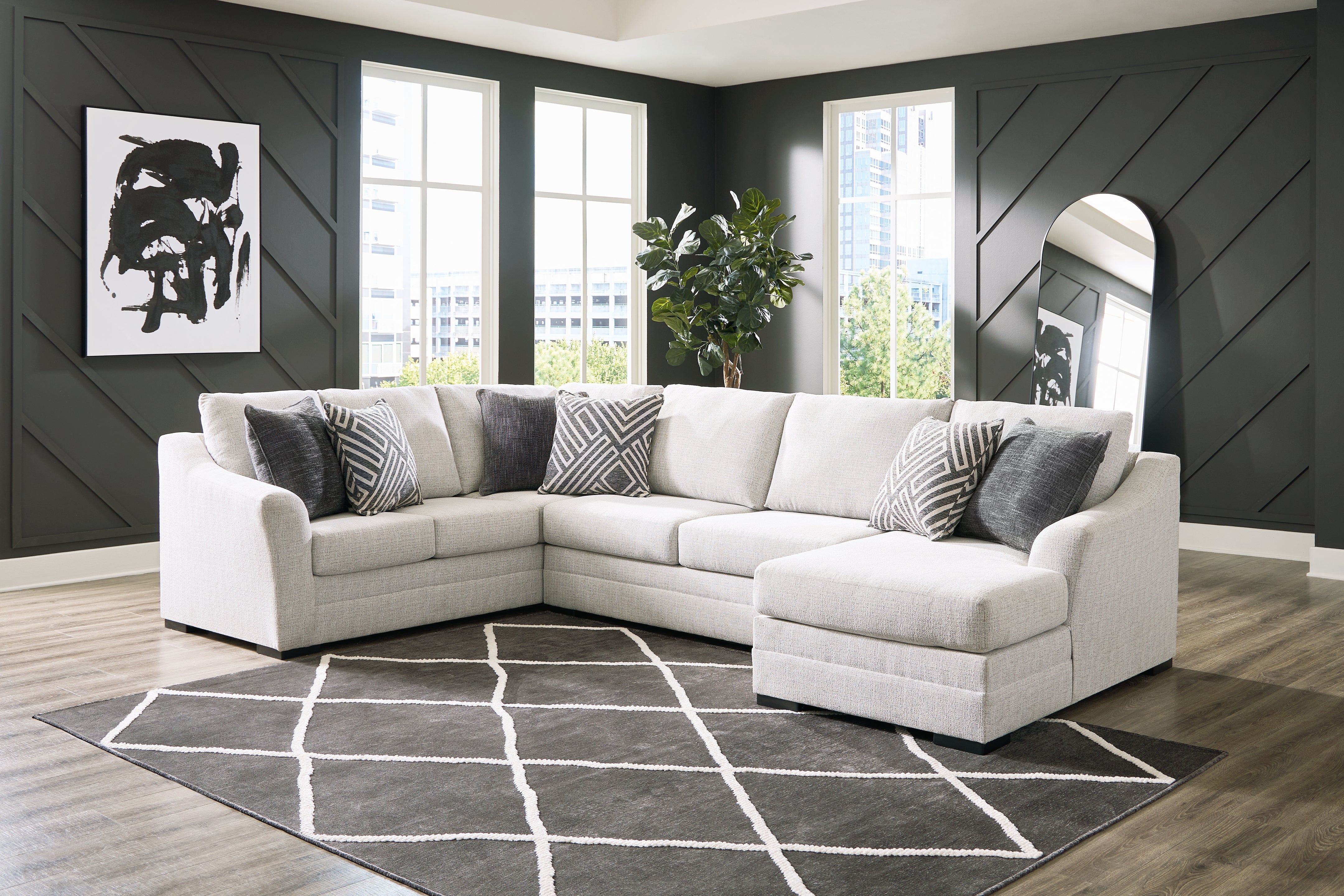 Fine Furniture & Decor - Ashley Furniture - Koralynn Sectional - LAF 3-Piece Sectional with Chaise / Stone - 54102S2