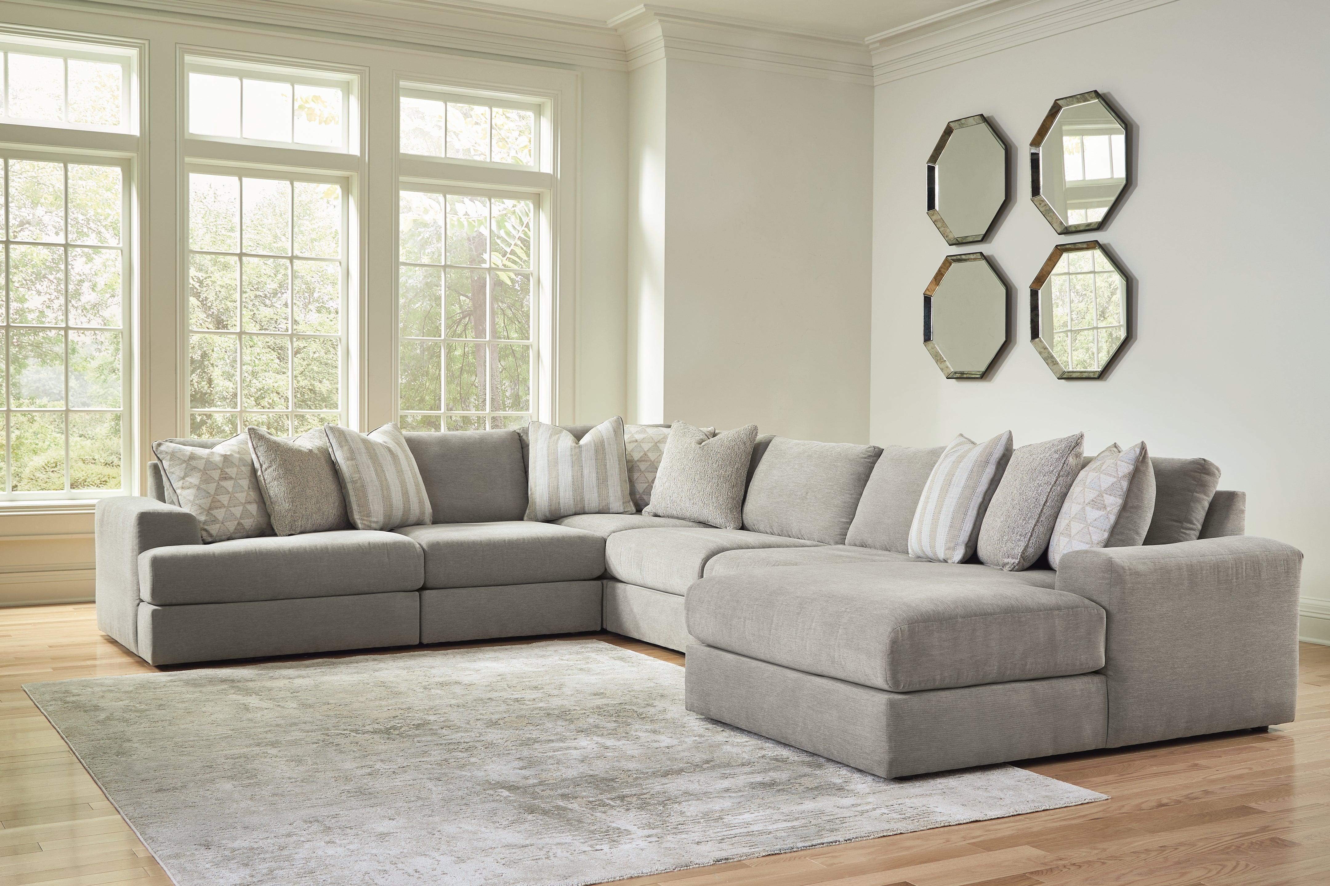Fine Furniture & Decor - Ashley Furniture - Avaliyah Sectional - RAF 6-Piece Sectional with Chaise / Ash - 58103S12