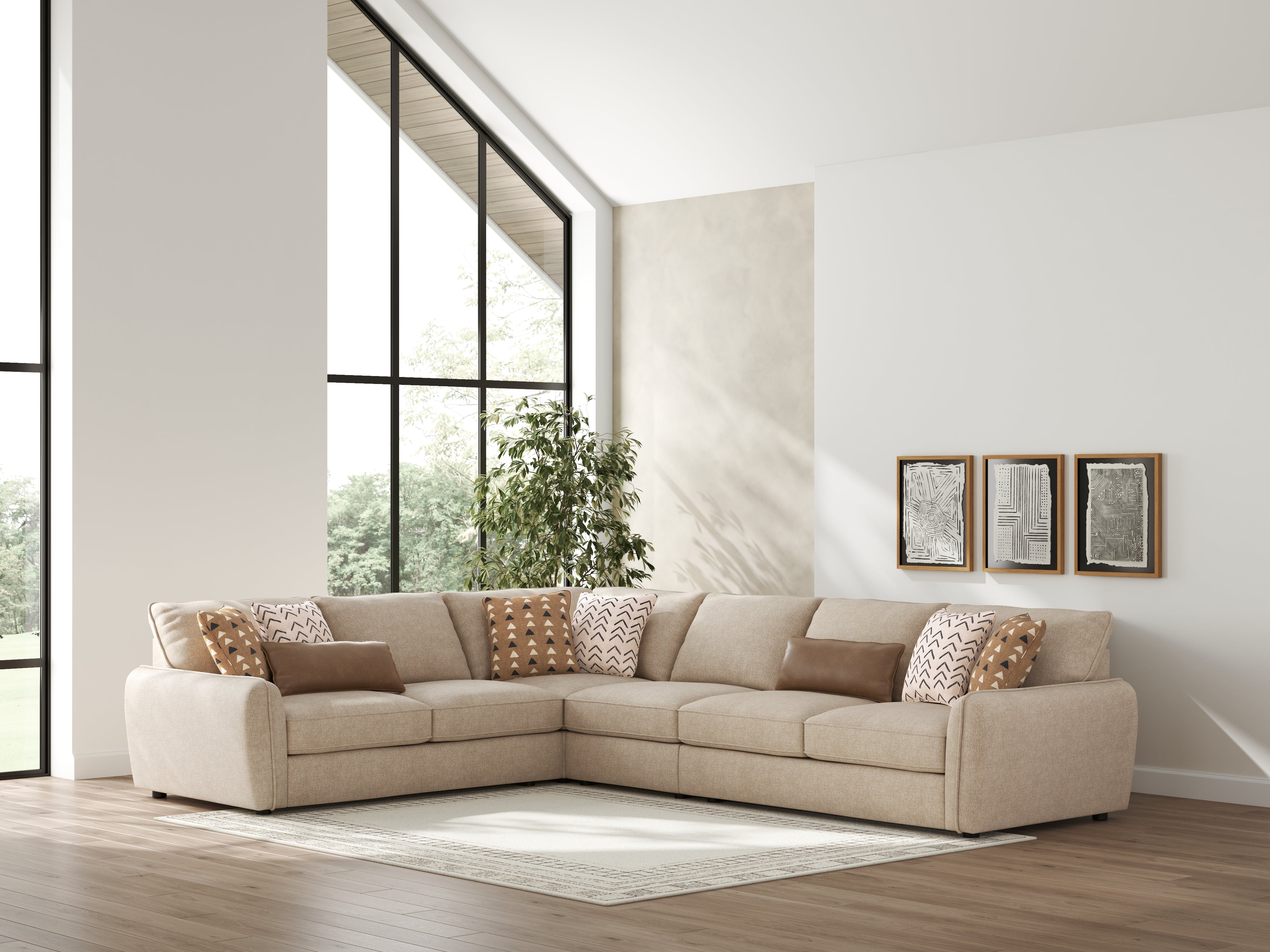 Fine Furniture & Decor - Ashley Furniture - Seyler Sectional - LAF 4-Piece Sectional / Sand - 61405S2