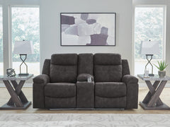 Fine Furniture & Decor - Ashley Furniture - Brysonview Living Room - DBL Rec Loveseat w/Console / Charcoal - 6360594