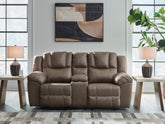 Fine Furniture & Decor - Ashley Furniture - Lowilla Living Room - DBL Rec Loveseat w/Console / Driftwood - PC6450694