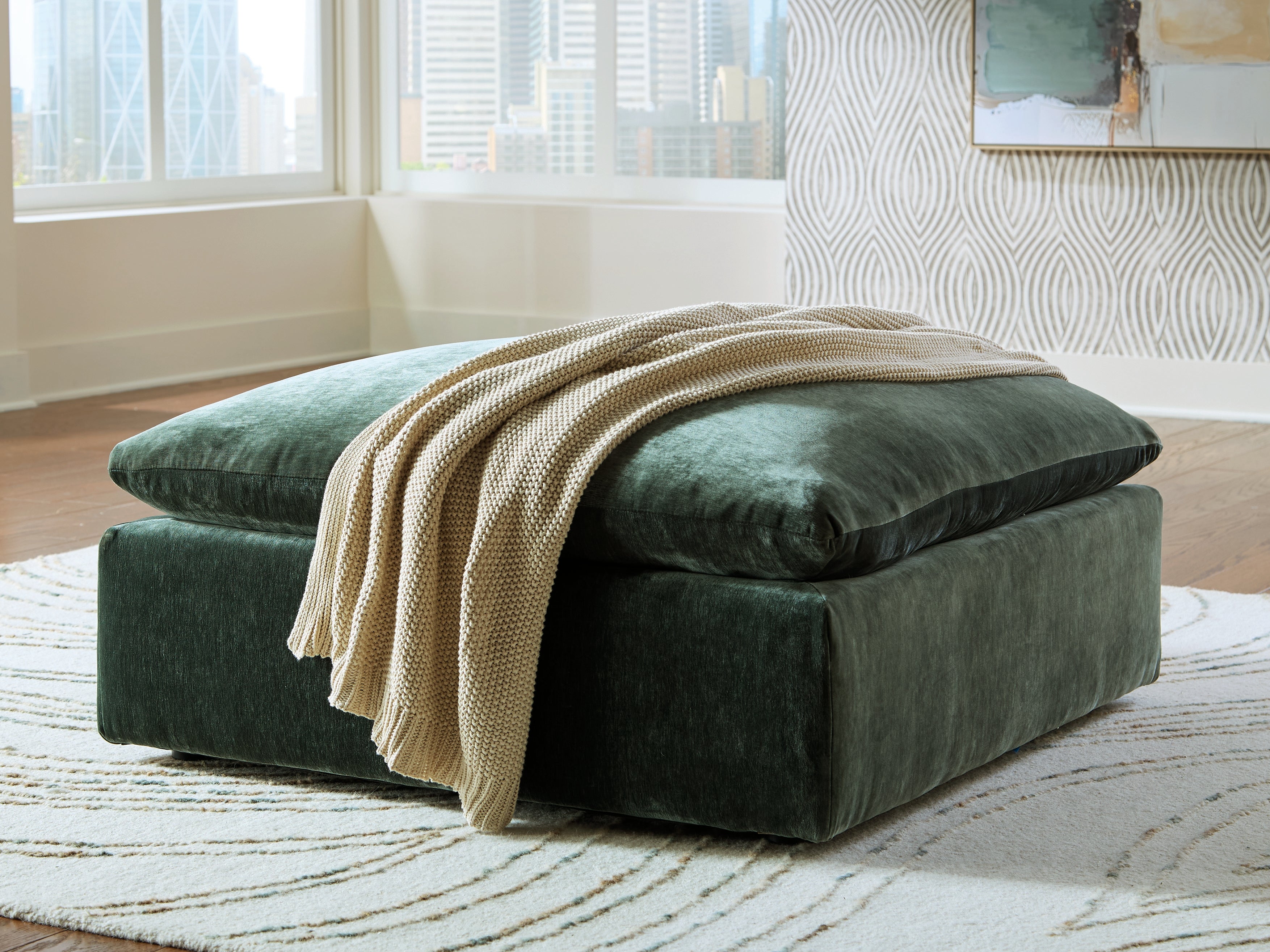 Fine Furniture & Decor - Ashley Furniture - Carriage View Living Room - Oversized Accent Ottoman / Jade - 7800108