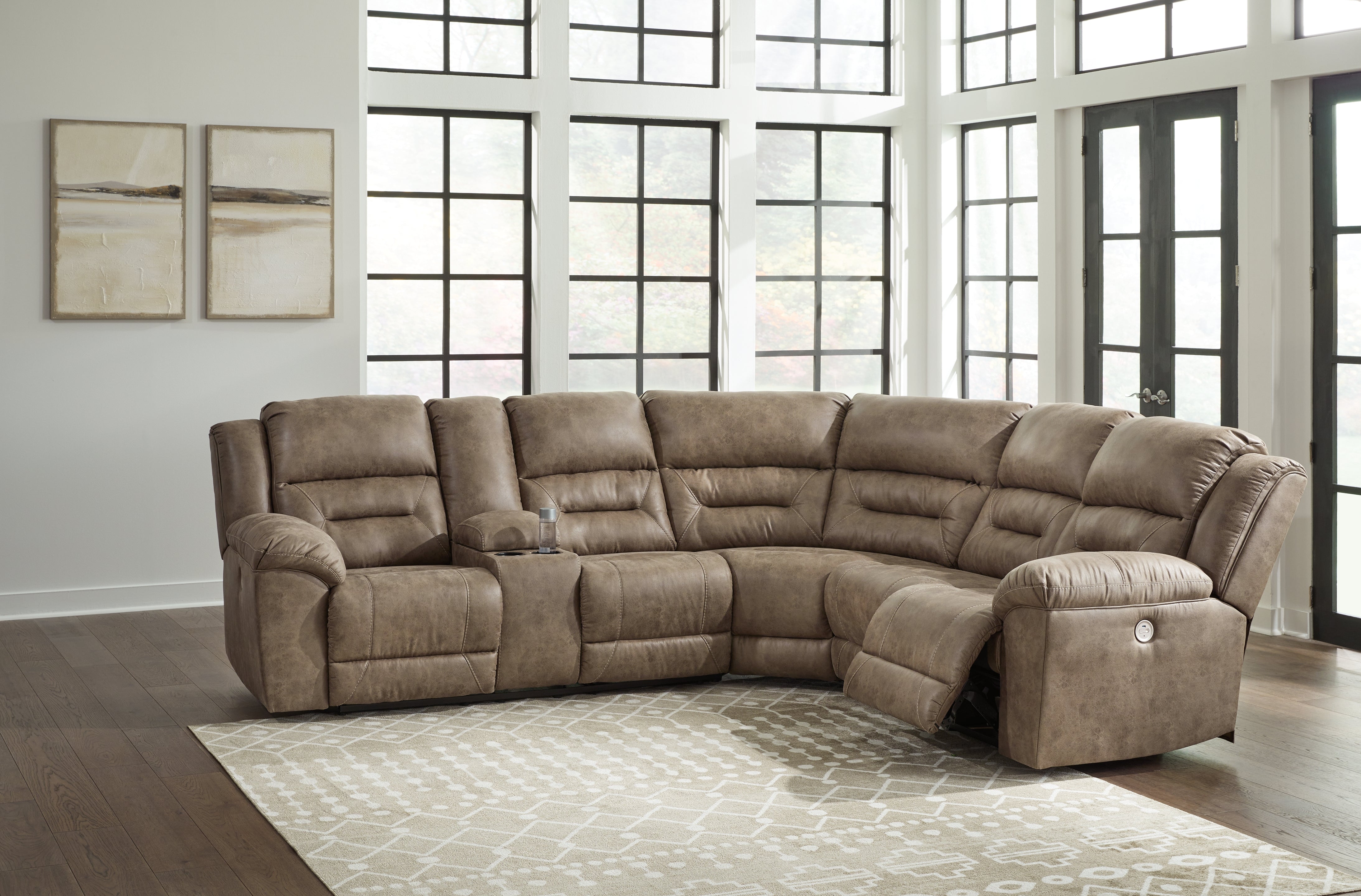 Fine Furniture & Decor - Ashley Furniture - Ravenel Sectional - 4-Piece Power Reclining Sectional / Fossil - 83106S3