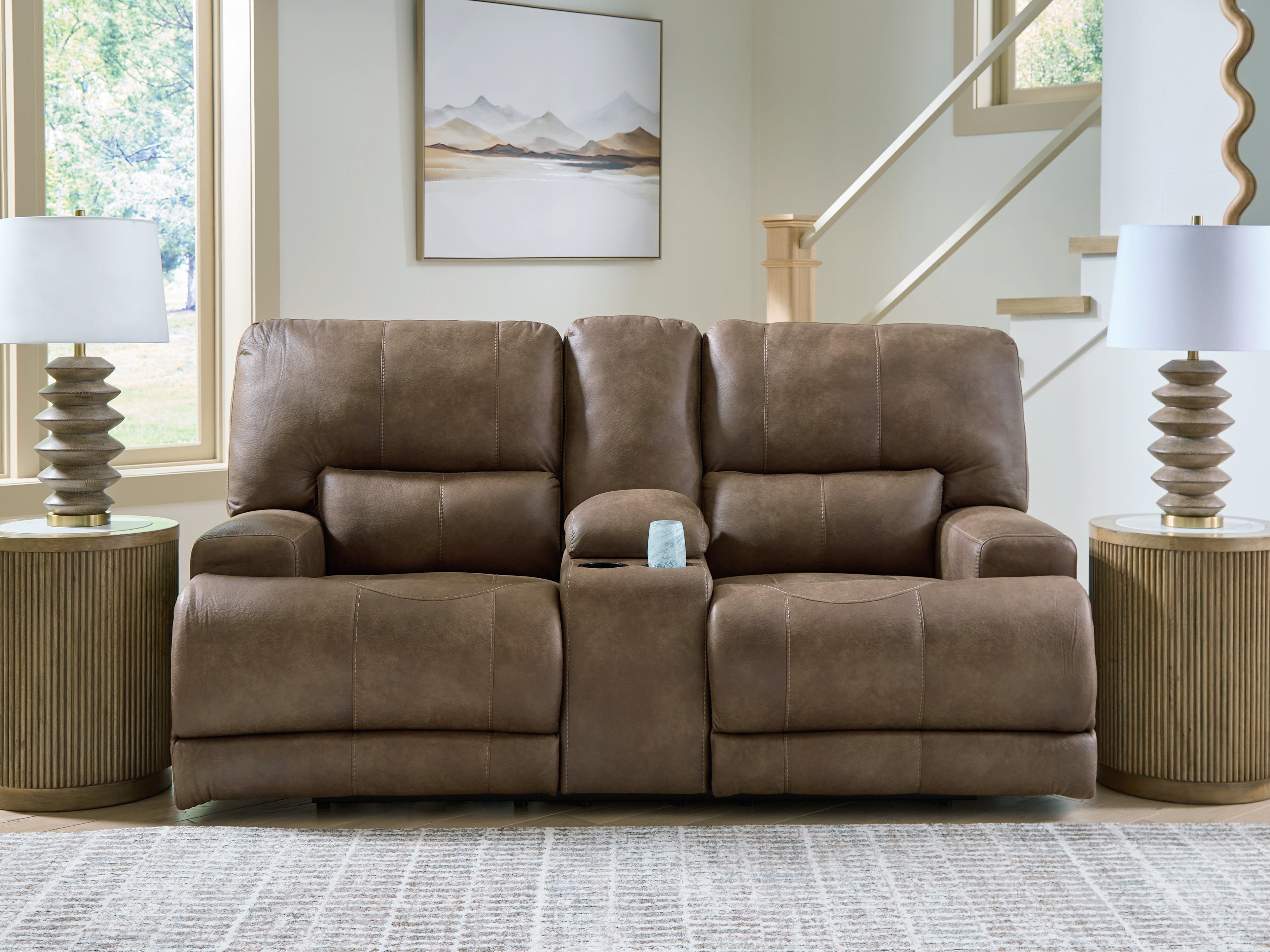 Fine Furniture & Decor - Ashley Furniture - Beckley Place Living Room - PWR Recliner/ADJ Headrest / Earth - PC9180282