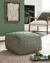 Fine Furniture & Decor - Ashley Furniture - Abacy Pouf - Pouf / Green/Ivory - A1001053