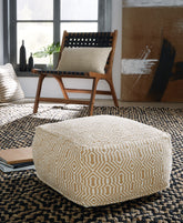 Fine Furniture & Decor - Ashley Furniture - Adamont Pouf - Pouf / Tan/Ivory - A1001059