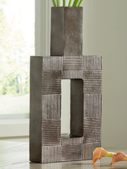 Fine Furniture & Decor - Ashley Furniture - Wrengrove Vase - Vase / Antique Nickel Finish - A2000754