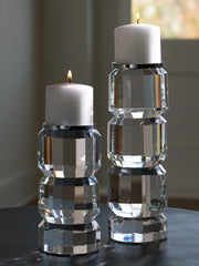 Fine Furniture & Decor - Ashley Furniture - Brentley Candle Holder - Candle Holder Set (Set of 2) / Clear/Silver Finish - A2000770