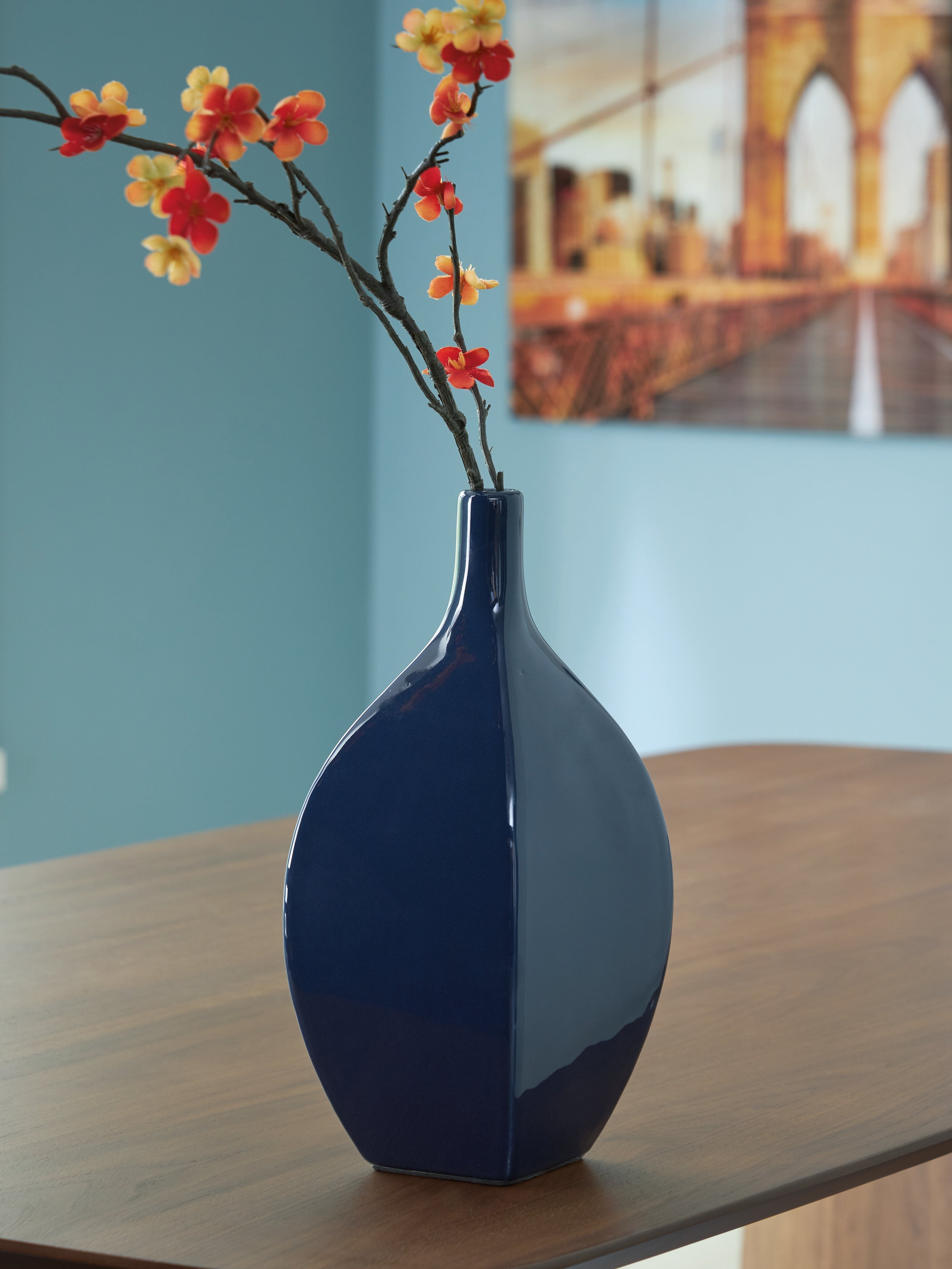 Fine Furniture & Decor - Ashley Furniture - Abtinson Vase - Vase / Navy - A2900032