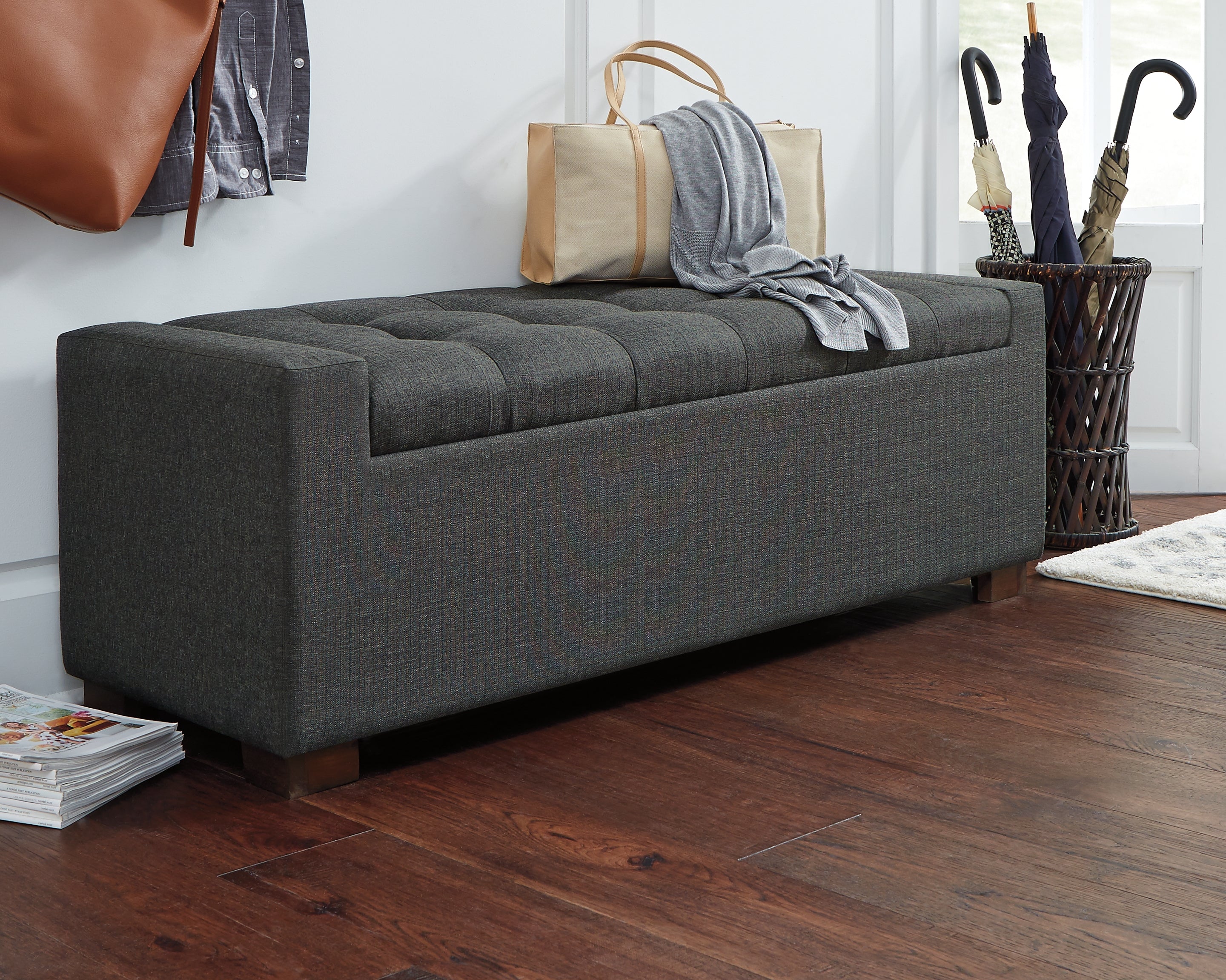 Fine Furniture & Decor - Ashley Furniture - Cortwell Storage Bench - Storage Bench / Gray / 54"W x 18"D x 18"H - A3000224