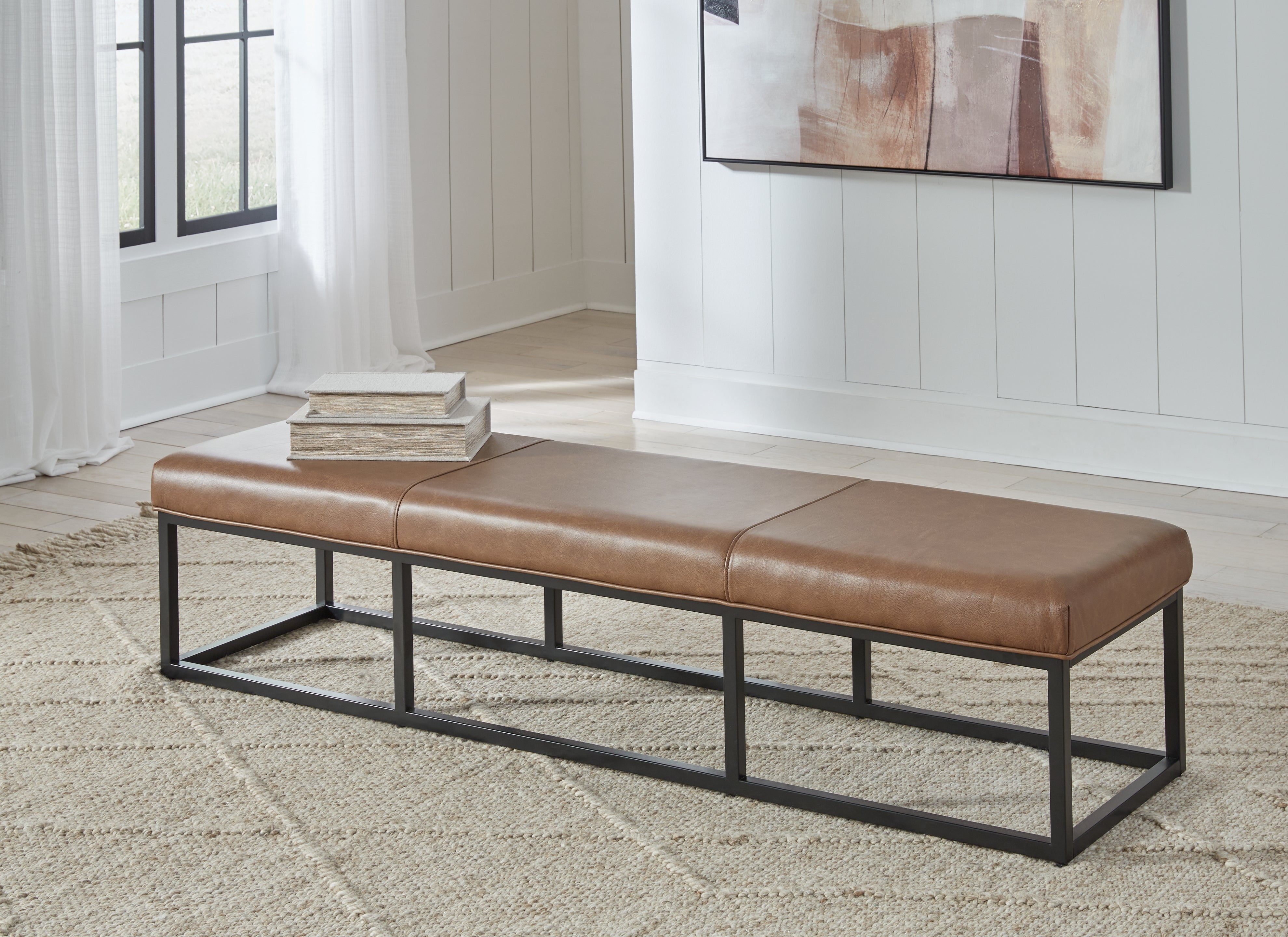 Fine Furniture & Decor - Ashley Furniture - Joston Accent Bench - Accent Bench / Caramel / 71"W x 19"D x 16"H - A3000693