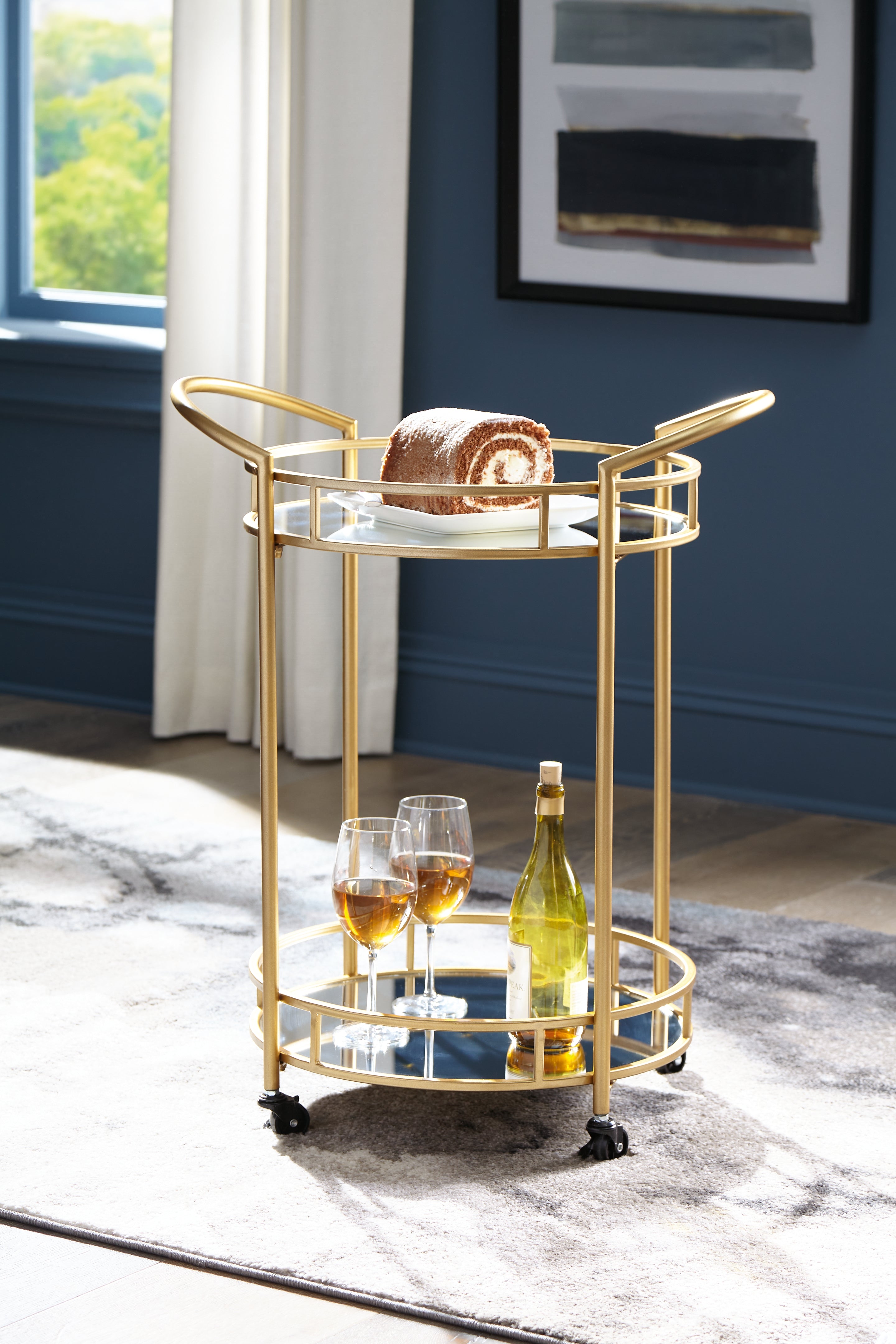 Fine Furniture & Decor - Ashley Furniture - Wynora Bar Cart - Bar Cart / Gold - A4000099