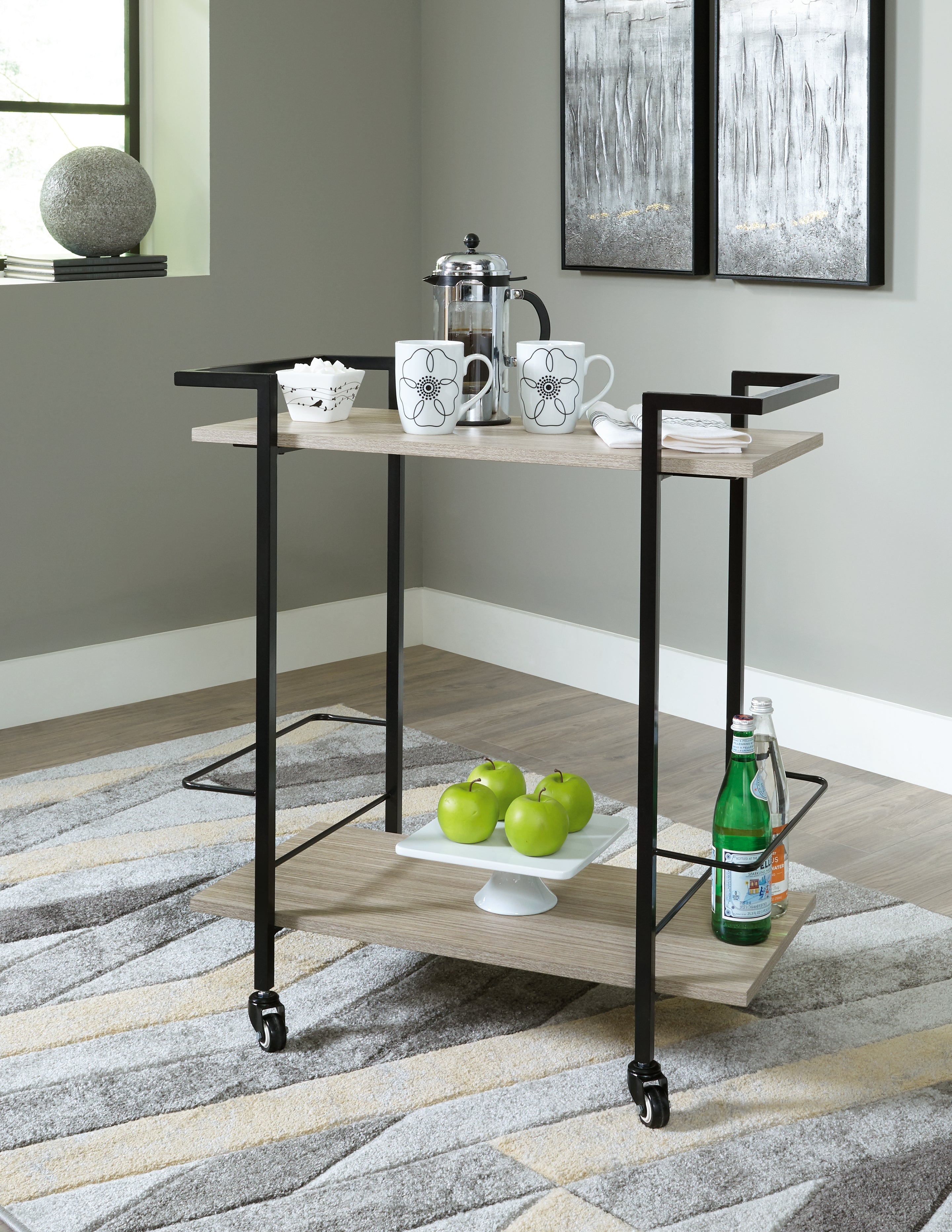 Fine Furniture & Decor - Ashley Furniture - Waylowe Bar Cart - Bar Cart / Brown/Black - A4000389