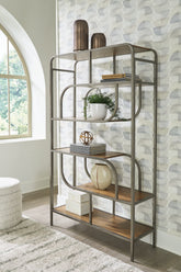 Fine Furniture & Decor - Ashley Furniture - Jaddon Bookcase - Bookcase / Brown/Antique Silver - A4000587
