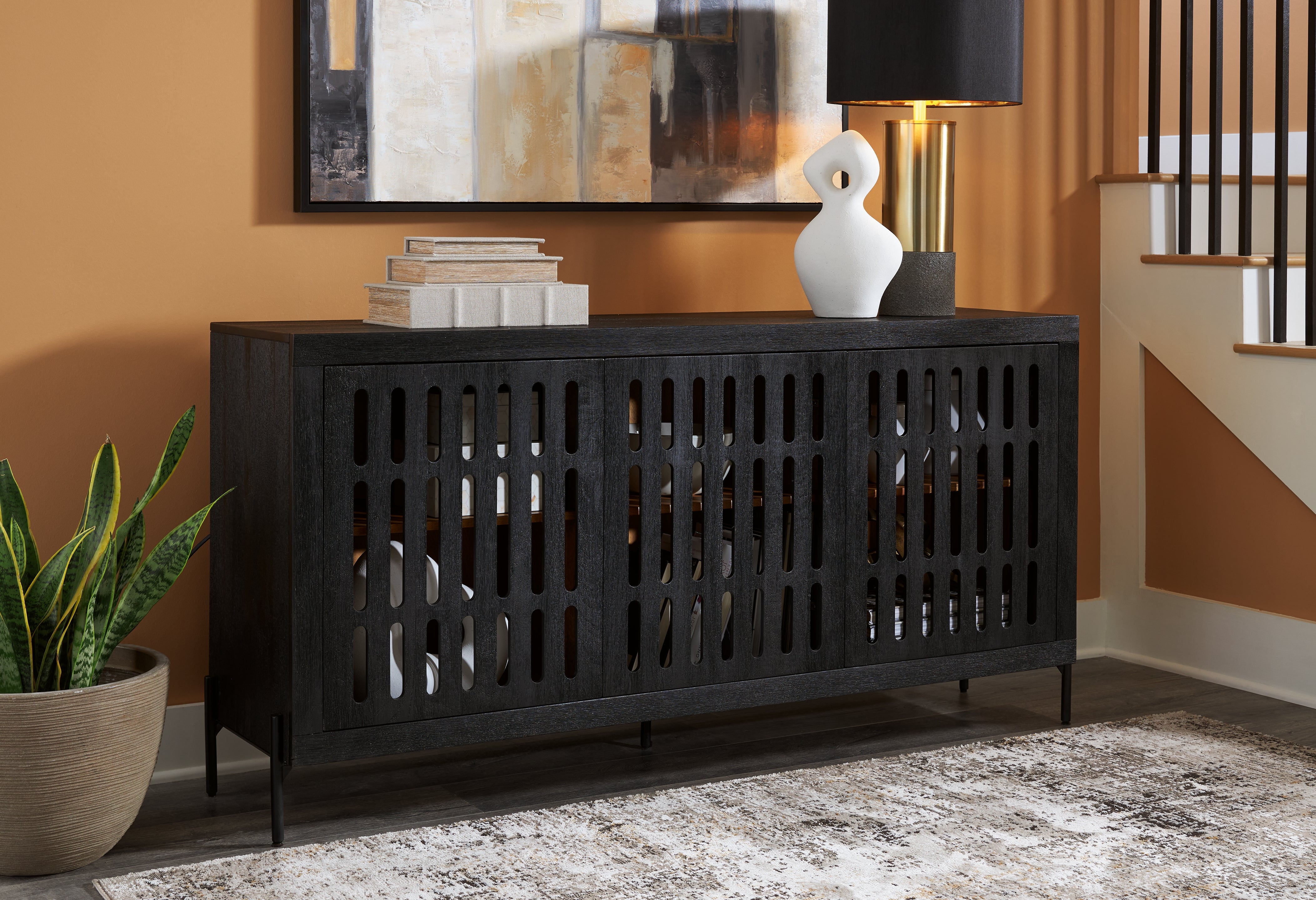Fine Furniture & Decor - Ashley Furniture - Vallisburg Accent Cabinet - Accent Cabinet / Black/Natural - A4000644