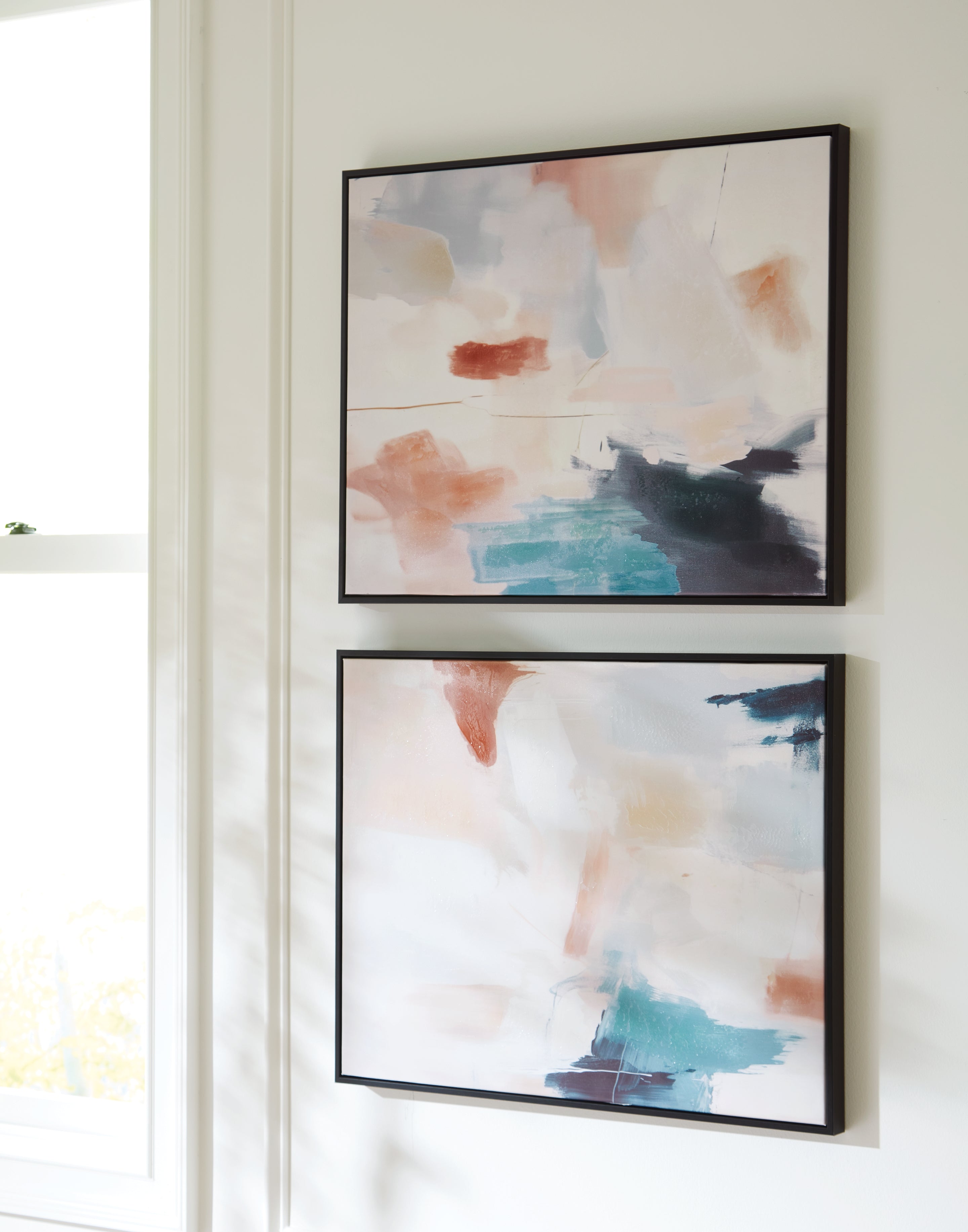 Fine Furniture & Decor - Ashley Furniture - Caldish Wall Decor - Wall Art Set (Set of 2) / Blue/White/Pink - A8000415