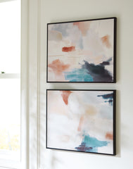 Fine Furniture & Decor - Ashley Furniture - Caldish Wall Decor - Wall Art Set (Set of 2) / Blue/White/Pink - A8000415