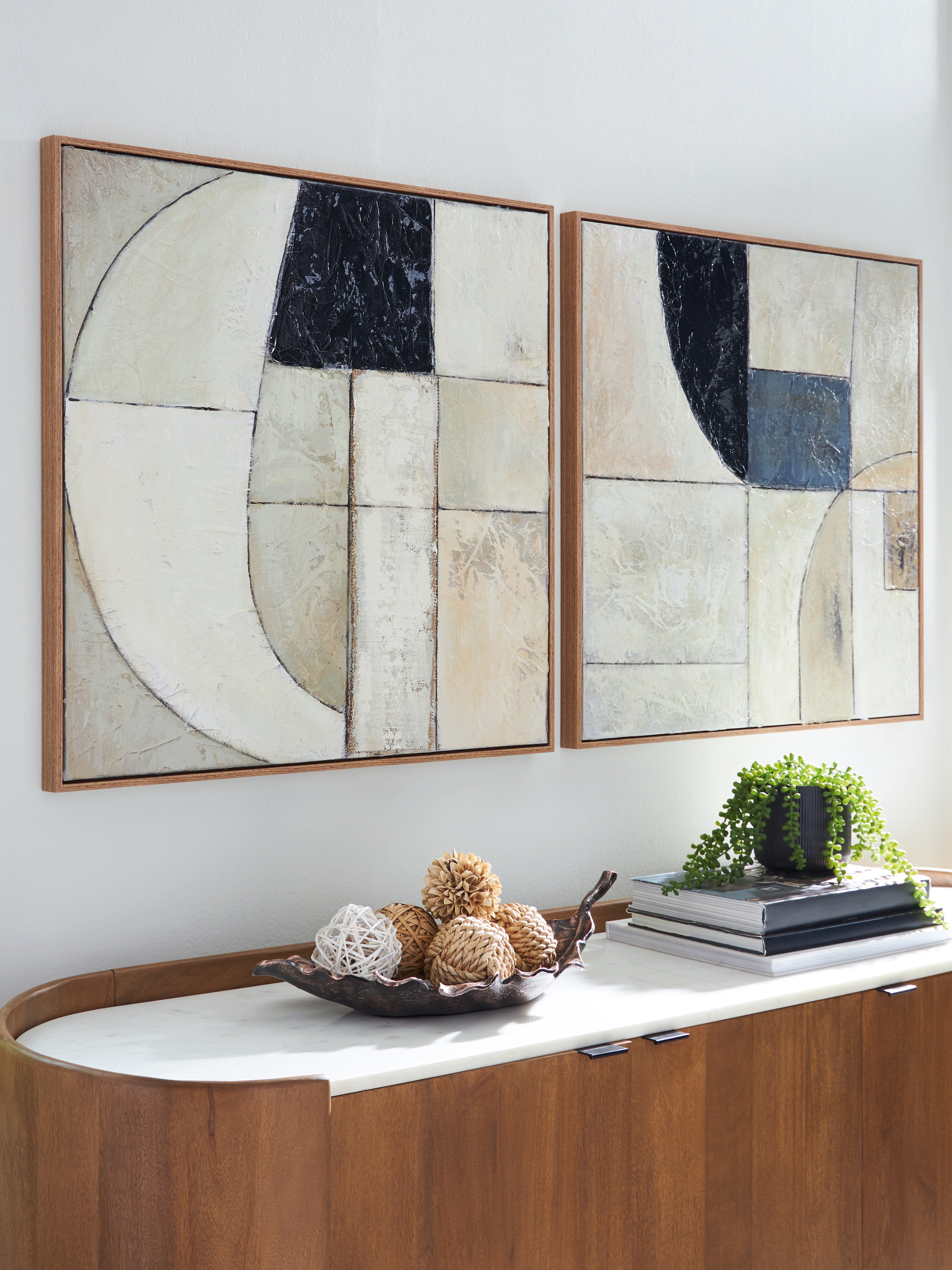 Fine Furniture & Decor - Ashley Furniture - Bexlen Wall Decor - Wall Art Set (Set of 2) / Tan/Taupe/Black - A8000498