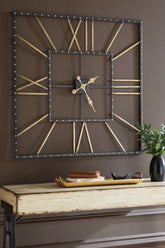 Fine Furniture & Decor - Ashley Furniture - Thames Wall Decor - Wall Clock / Black/Gold Finish - A8010112