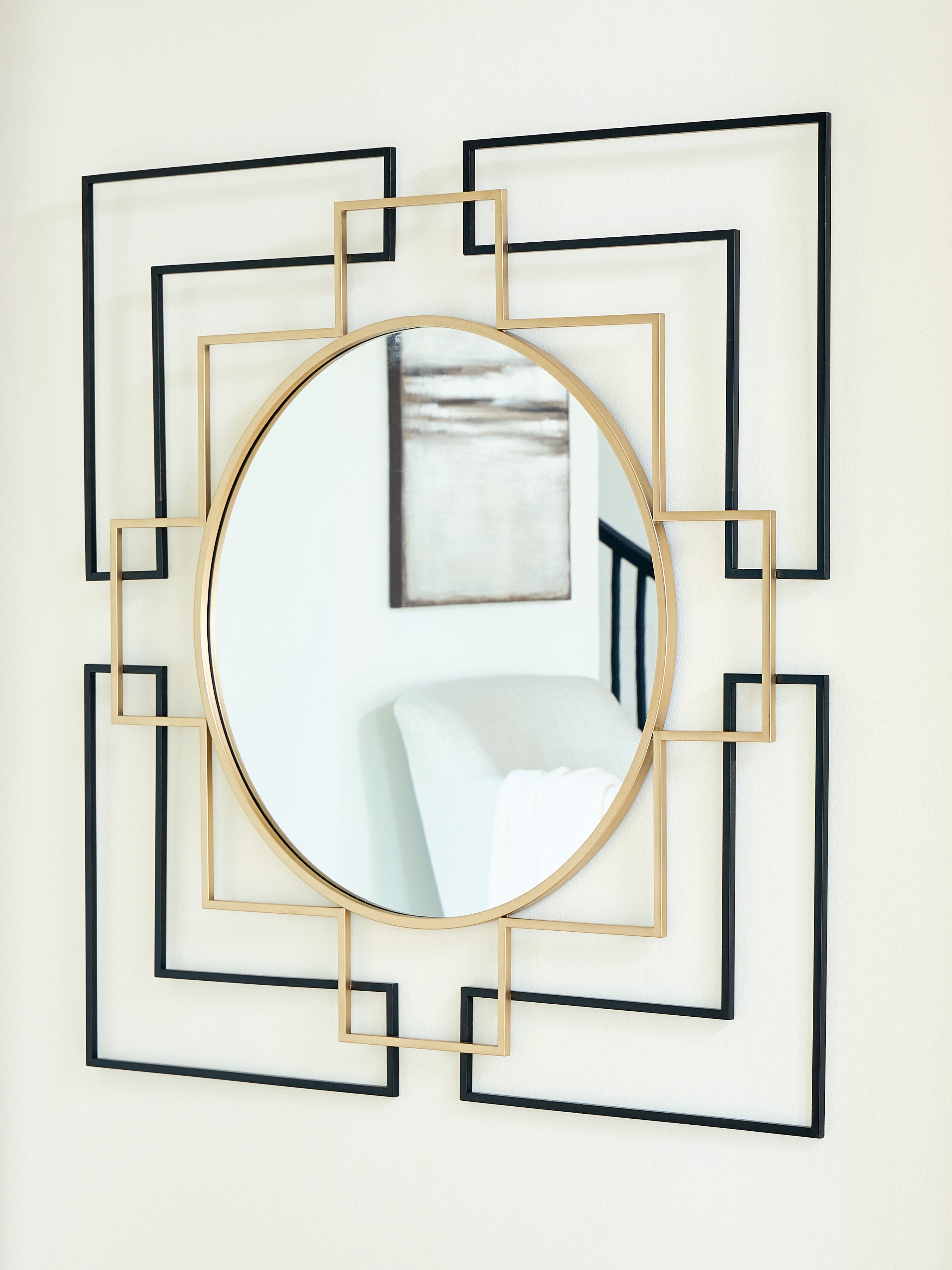 Fine Furniture & Decor - Ashley Furniture - Oceanal Mirror - Accent Mirror / Black/Gold Finish - A8010394