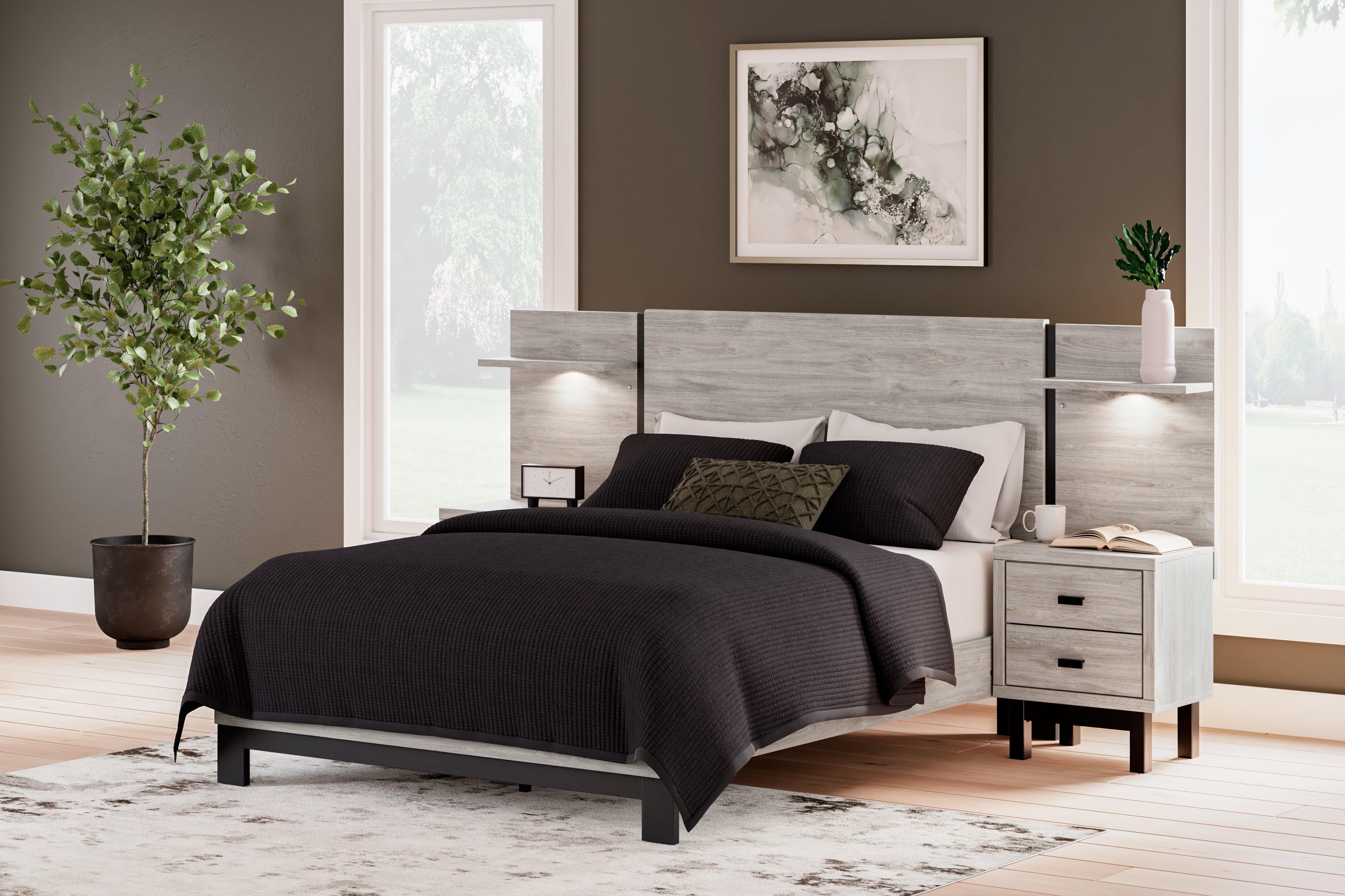 Fine Furniture & Decor - Ashley Furniture - Vessalli Bedroom - King Panel Bed with Extensions / Gray - B1036B8