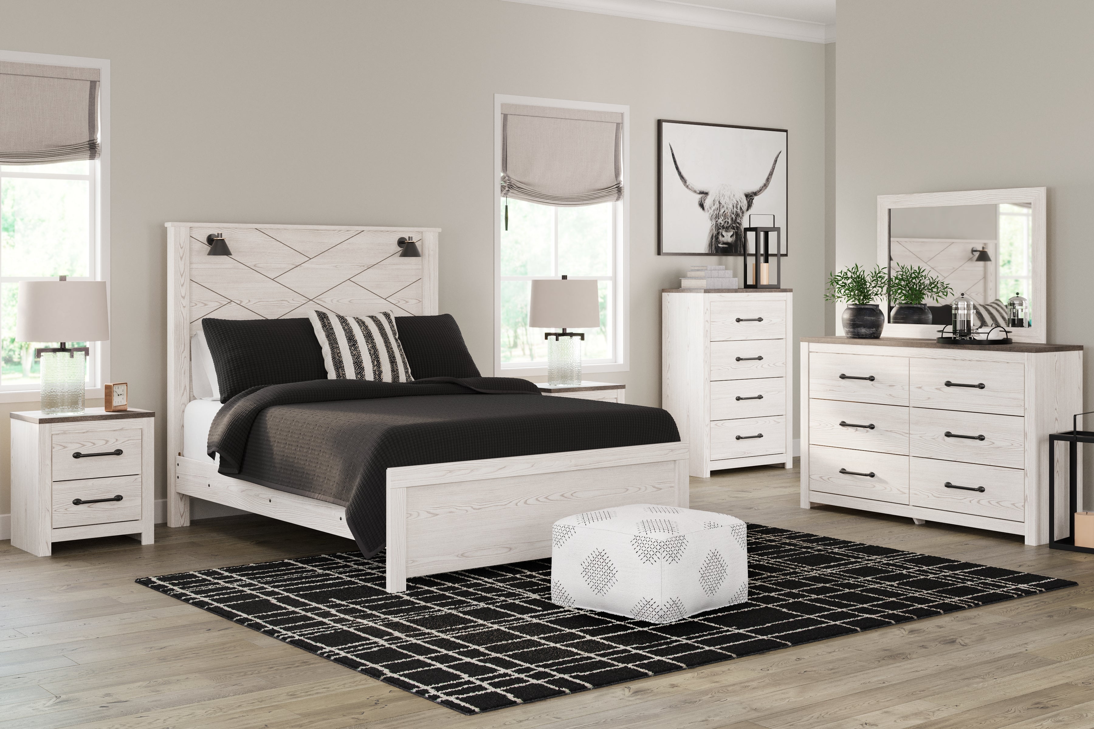 Fine Furniture & Decor - Ashley Furniture - Gerridan Bedroom - Two Drawer Night Stand / White/Gray - B1190-92