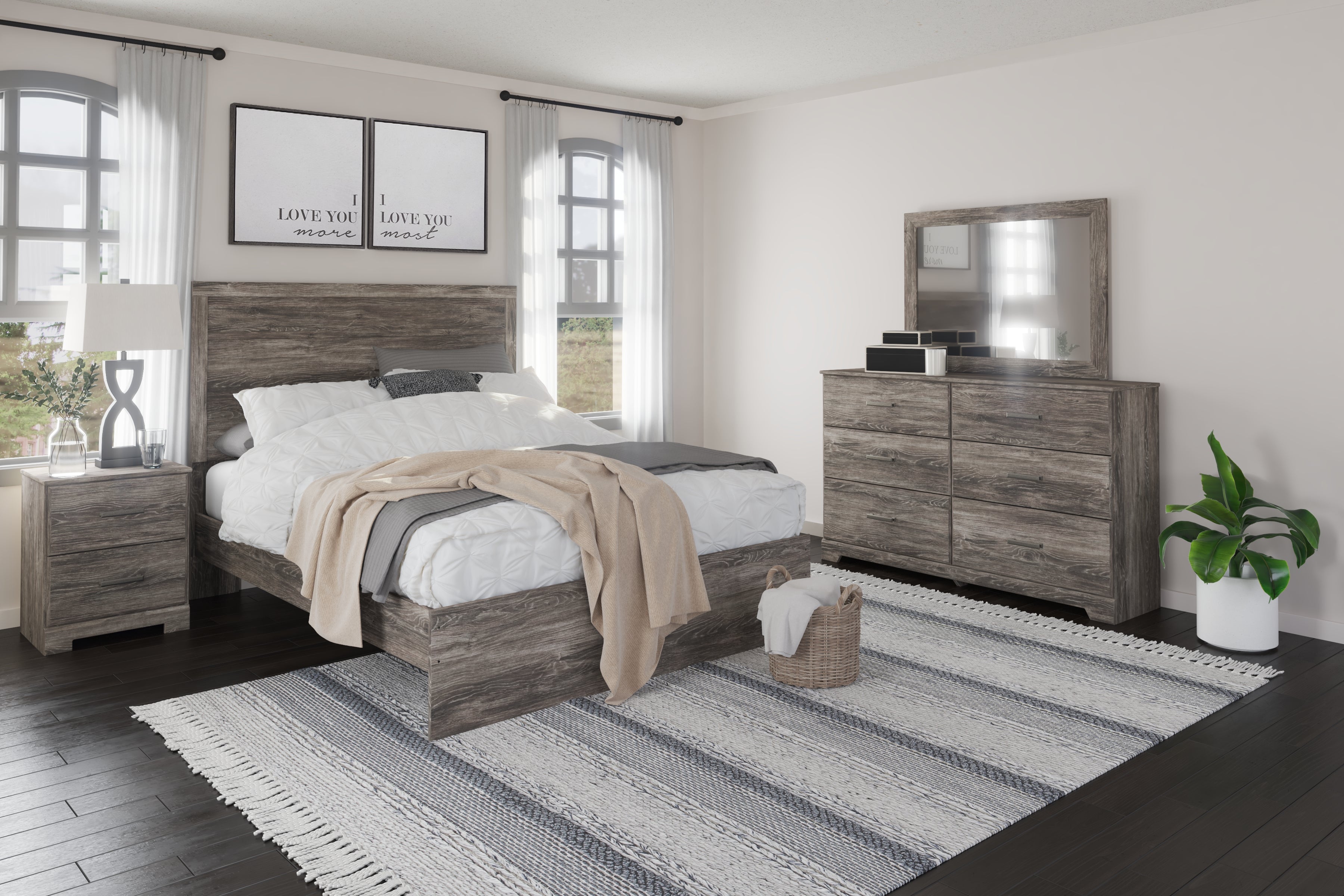 Fine Furniture & Decor - Ashley Furniture - Ralinksi Bedroom - Twin Panel Bed / Gray - B2587B11