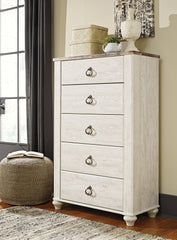 Fine Furniture & Decor - Ashley Furniture - Willowton Bedroom - Two Drawer Night Stand / Whitewash - B267-92