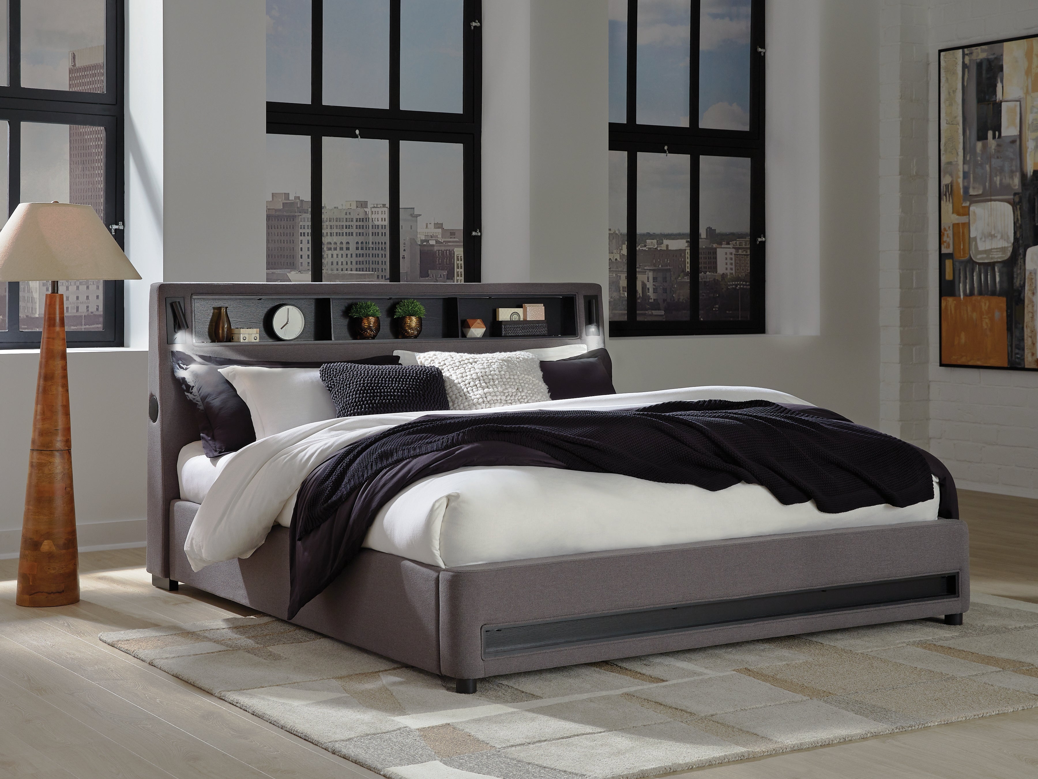 Fine Furniture & Decor - Ashley Furniture - Verishaw Bedroom - King Upholstered Bed / Gray - PCB2721B21