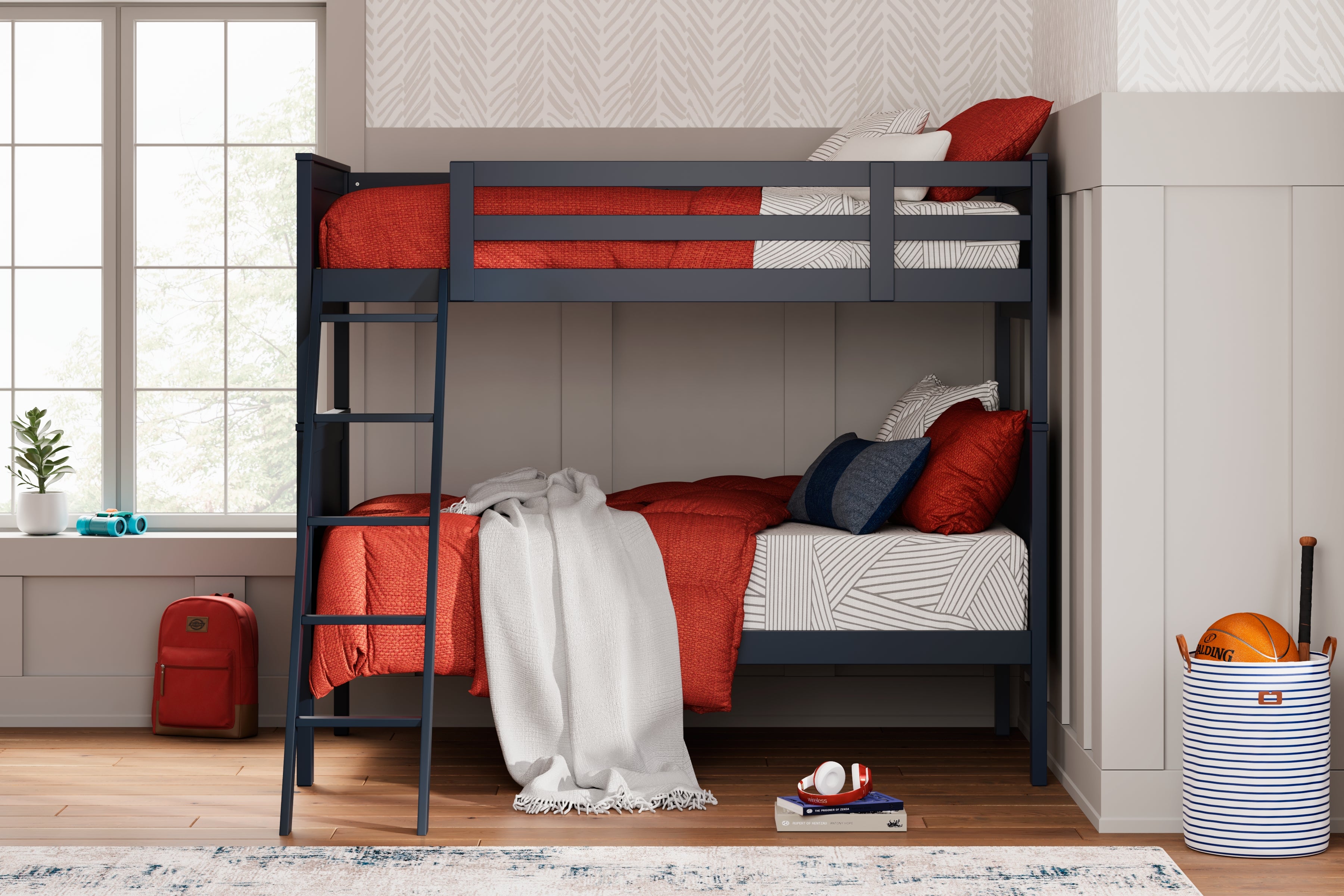 Fine Furniture & Decor - Ashley Furniture - Nextonfort Bedroom - Twin over Twin Bunk Bed / Blue - B396B2