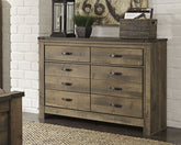 Fine Furniture & Decor - Ashley Furniture - Trinell Bedroom - Twin Panel Bed with 2 Storage Drawers / Brown - B446B15