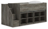 Fine Furniture & Decor - Ashley Furniture - Frandern Twin Loft Bed with Bookcase Storage - Twin Loft Bed with Bookcase Storage / Warm Gray - B4480B25