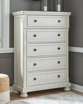 Fine Furniture & Decor - Ashley Furniture - Robbinsdale Bedroom - King Panel Storage Bed / Antique White - B742B25