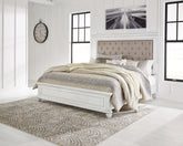Fine Furniture & Decor - Ashley Furniture - Kanwyn Bedroom - Queen Panel Bed with Storage Bench / Whitewash - B777B6