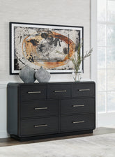 Fine Furniture & Decor - Ashley Furniture - Rowanbeck Bedroom - Dresser and Mirror / Black - B821B1