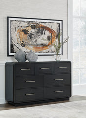 Fine Furniture & Decor - Ashley Furniture - Rowanbeck Bedroom - Dresser and Mirror / Black - B821B1