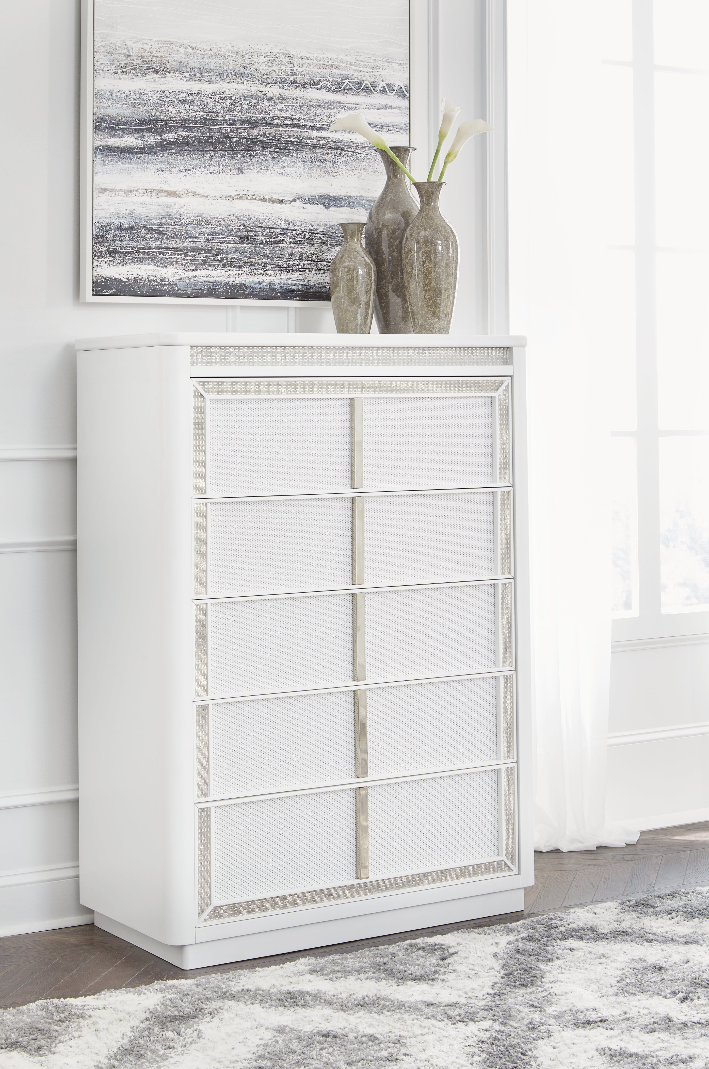 Fine Furniture & Decor - Ashley Furniture - Chalanna Bedroom - Dresser and Mirror / White - B822B1